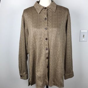 Cathy Daniels Long Button Up Brown Shirt